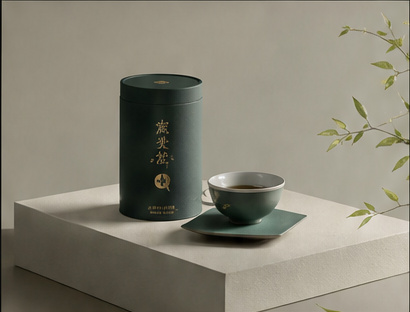 小罐茶茶叶罐与茶杯静物